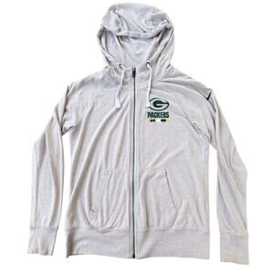 NIKE WOMENS FULL ZIP HOODIE LIGHTWEIGHT GREEN BAY PACKERS FAN LOGO NFL SZ M